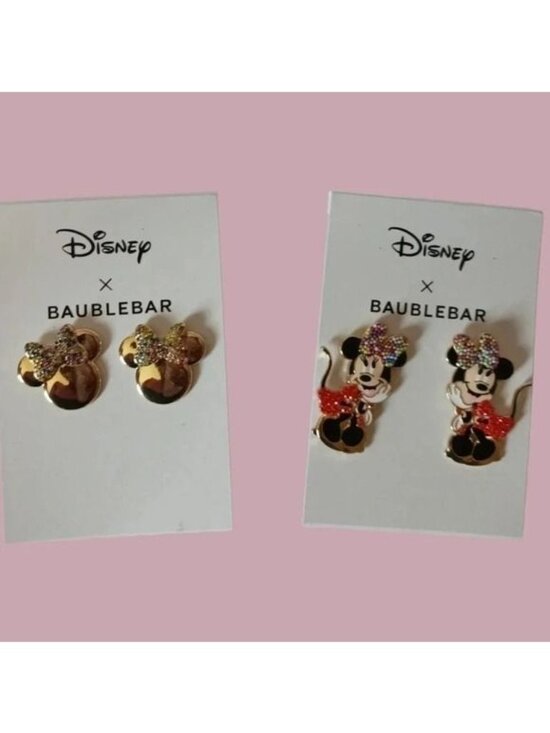 Disney Jewelry - Disney BaubleBar Minnie Mouse & Head stud earrings Gold/Multicolor
